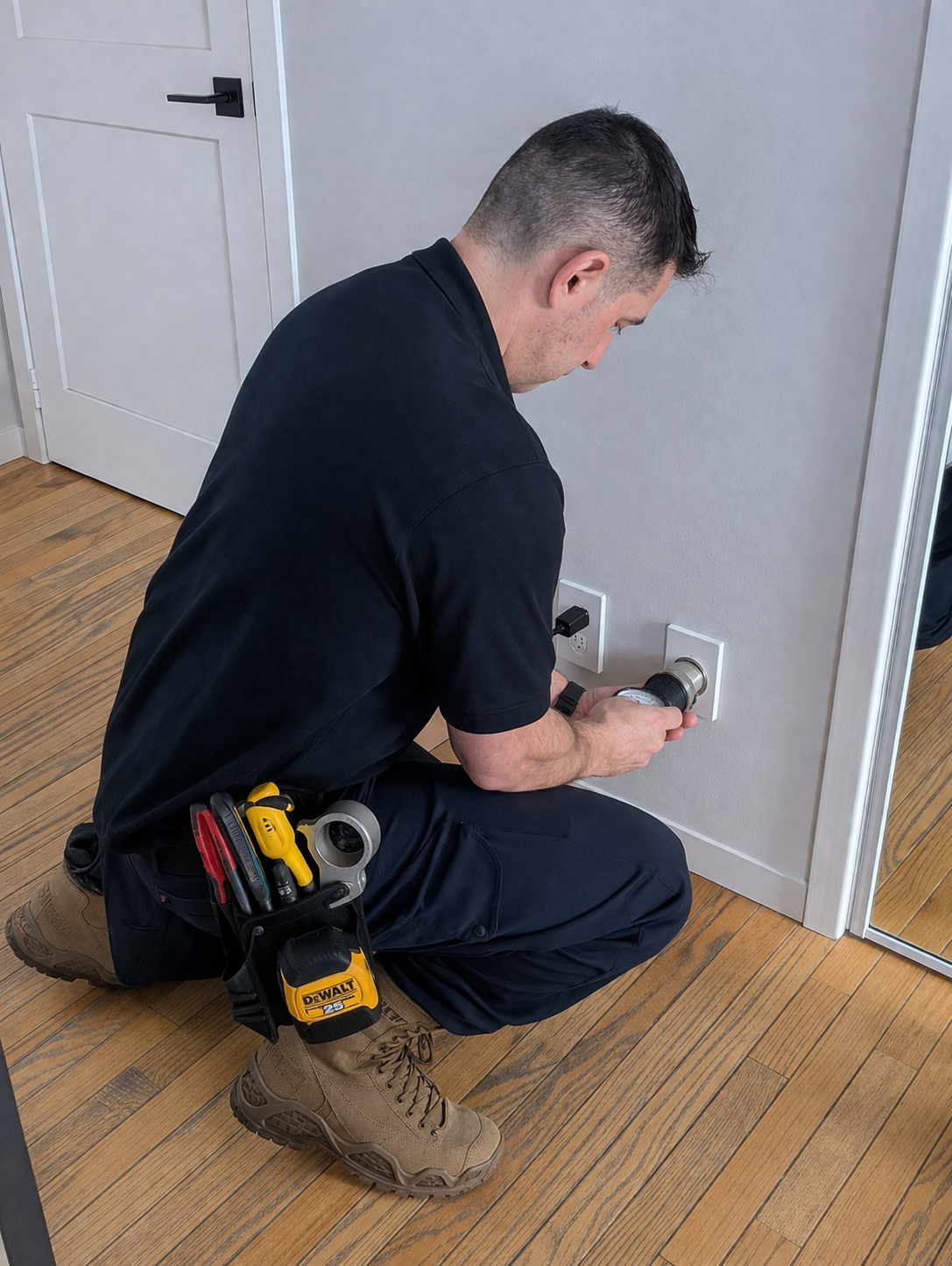 Sébastien Martel installant un aspirateur central